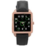 Green buubles pattern Rose Gold Leather Watch  Front