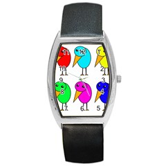 Colorful Birds Barrel Style Metal Watch by Valentinaart