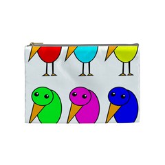 Colorful Birds Cosmetic Bag (medium)  by Valentinaart