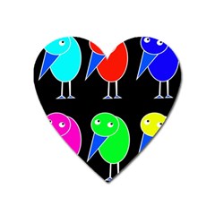 Colorful Birds Heart Magnet by Valentinaart