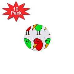 Green And Red Birds 1  Mini Buttons (10 Pack)  by Valentinaart