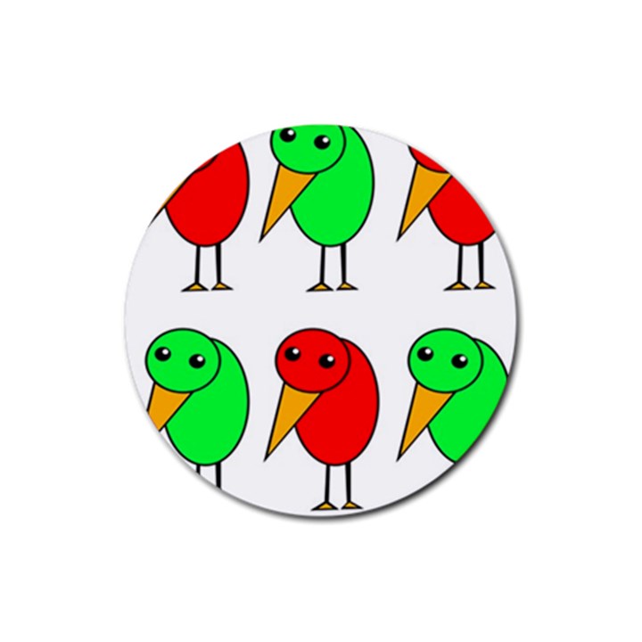 Green and red birds Rubber Round Coaster (4 pack) 