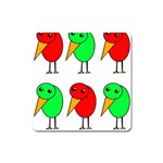 Green and red birds Square Magnet Front