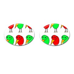 Green And Red Birds Cufflinks (oval) by Valentinaart