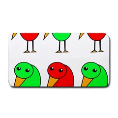 Green And Red Birds Medium Bar Mats by Valentinaart