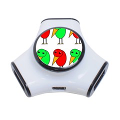 Green And Red Birds 3-port Usb Hub by Valentinaart