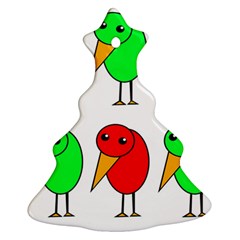 Green And Red Birds Christmas Tree Ornament (2 Sides) by Valentinaart