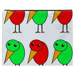 Green And Red Birds Cosmetic Bag (xxxl)  by Valentinaart