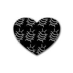 Bugs Pattern Rubber Coaster (heart)  by Valentinaart