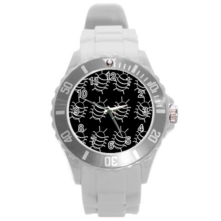 Bugs pattern Round Plastic Sport Watch (L)