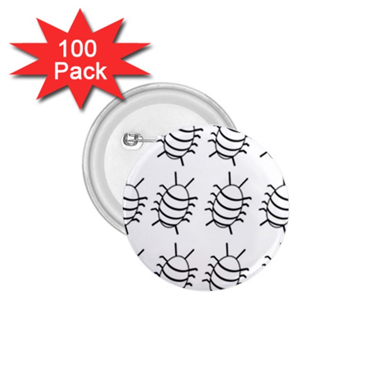 White bug pattern 1.75  Buttons (100 pack) 