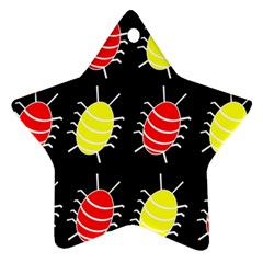 Red And Yellow Bugs Pattern Ornament (star)  by Valentinaart