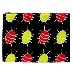 Red And Yellow Bugs Pattern Cosmetic Bag (xxl)  by Valentinaart