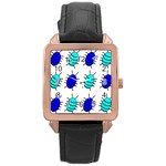 Blue bugs Rose Gold Leather Watch  Front