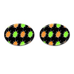 Green And Orange Bug Pattern Cufflinks (oval) by Valentinaart