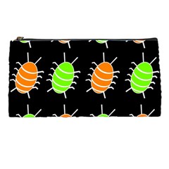 Green And Orange Bug Pattern Pencil Cases by Valentinaart