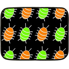 Green And Orange Bug Pattern Double Sided Fleece Blanket (mini)  by Valentinaart