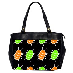 Green And Orange Bug Pattern Office Handbags (2 Sides)  by Valentinaart