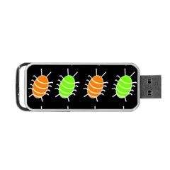 Green And Orange Bug Pattern Portable Usb Flash (two Sides) by Valentinaart
