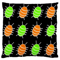 Green And Orange Bug Pattern Standard Flano Cushion Case (two Sides) by Valentinaart