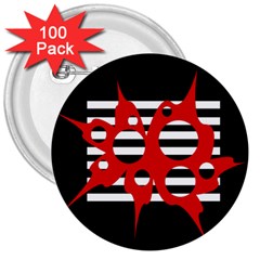 Red, Black And White Abstract Design 3  Buttons (100 Pack)  by Valentinaart