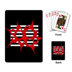 Red, Black And White Abstract Design Playing Card