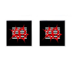 Red, Black And White Abstract Design Cufflinks (square)