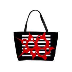 Red, Black And White Abstract Design Shoulder Handbags by Valentinaart