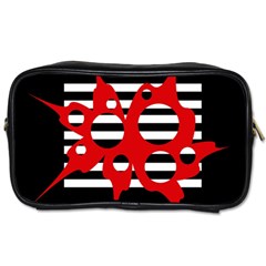 Red, Black And White Abstract Design Toiletries Bags 2-side