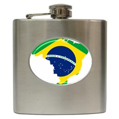 Flag Map Of Brazil  Hip Flask (6 Oz) by abbeyz71