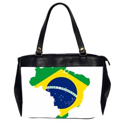 Flag Map Of Brazil  Office Handbags (2 Sides)  by abbeyz71