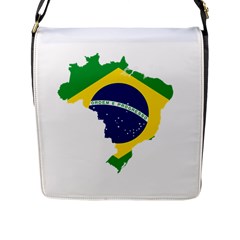 Flag Map Of Brazil  Flap Messenger Bag (l) 