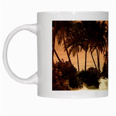 Wonderful Sunset Over The Beach, Tropcal Island White Mugs