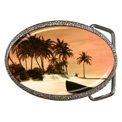 Wonderful Sunset Over The Beach, Tropcal Island Belt Buckles by FantasyWorld7