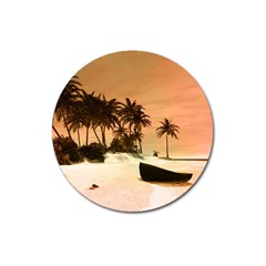 Wonderful Sunset Over The Beach, Tropcal Island Magnet 3  (round) by FantasyWorld7