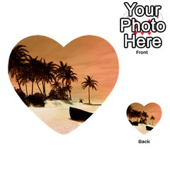 Wonderful Sunset Over The Beach, Tropcal Island Multi-purpose Cards (heart)  by FantasyWorld7