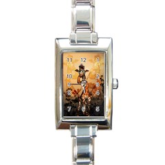 Funny, Cute Giraffe With Sunglasses And Flowers Rectangle Italian Charm Watch by FantasyWorld7