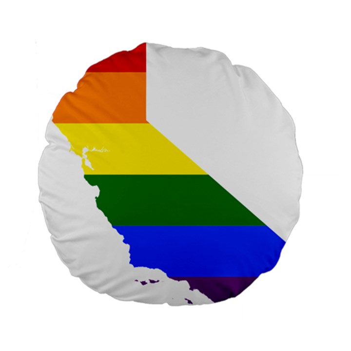 Lgbt Flag Map Of California Standard 15  Premium Flano Round Cushions