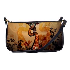Funny, Cute Giraffe With Sunglasses And Flowers Shoulder Clutch Bags by FantasyWorld7