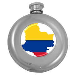 Flag Map Of Colombia Round Hip Flask (5 Oz) by abbeyz71