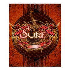 Surfing, Surfboard With Floral Elements  And Grunge In Red, Black Colors Shower Curtain 60  X 72  (medium)  by FantasyWorld7