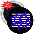 Blue abstract design 3  Magnets (100 pack) Front