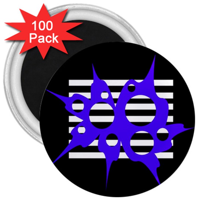 Blue abstract design 3  Magnets (100 pack)