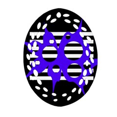 Blue Abstract Design Ornament (oval Filigree)  by Valentinaart