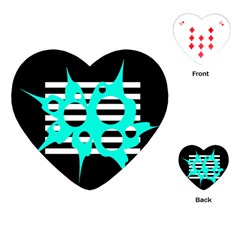 Cyan Abstract Design Playing Cards (heart)  by Valentinaart