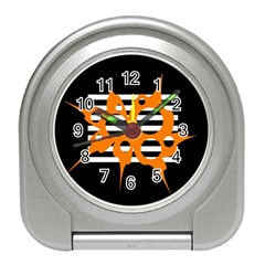 Orange Abstract Design Travel Alarm Clocks by Valentinaart