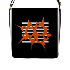 Orange Abstract Design Flap Messenger Bag (l)  by Valentinaart