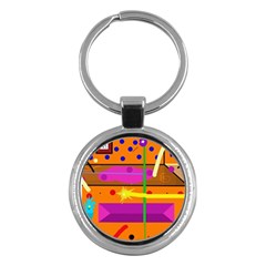 Orange Abstraction Key Chains (round) 