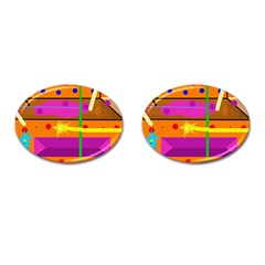 Orange Abstraction Cufflinks (oval)