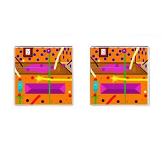 Orange Abstraction Cufflinks (square)